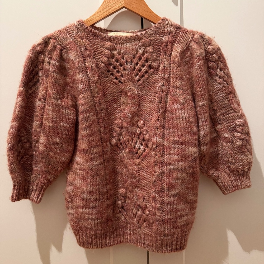 Sezane Mohair Wool Knit Short Sleeve Sweater Giulia